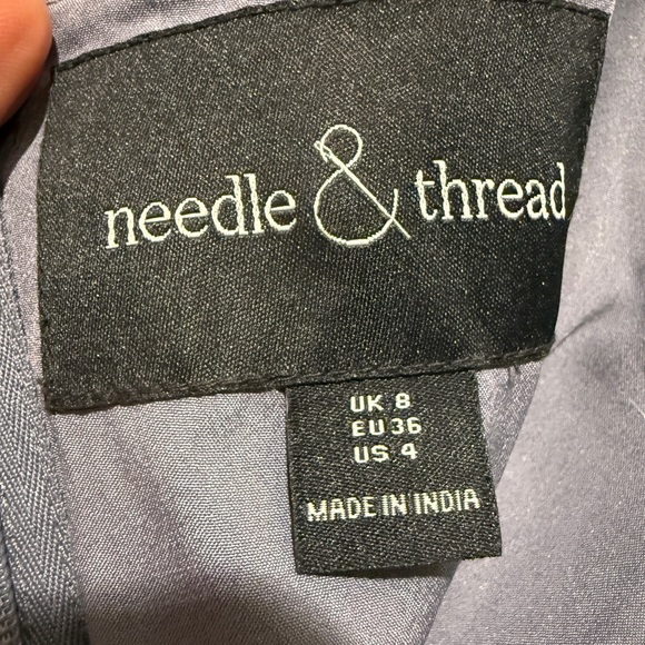 Needle & Thread Blue Floral Embroidered Tulle Midi Dress Fairy Prom Indie Folk - Picture 13 of 13